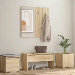 vidaXL Bancos-Juego de muebles de recibidor madera contrachapada