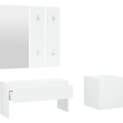 vidaXL Bancos-Juego de muebles de recibidor madera contrachapada