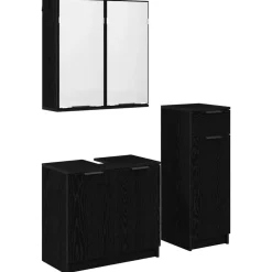 vidaXL Juego de muebles de baño 3 pcs Madera de ingeniería Roble negro Outlet