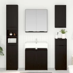 vidaXL Juego de muebles de baño 3 pcs Madera de ingeniería Roble negro Outlet