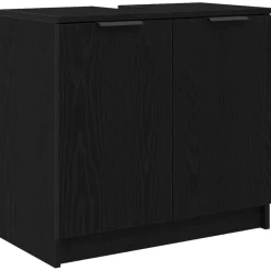 vidaXL Juego de muebles de baño 3 pcs Madera de ingeniería Roble negro Outlet