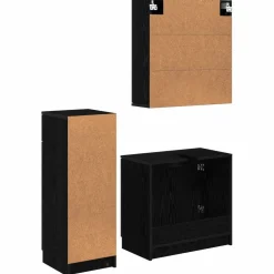 vidaXL Juego de muebles de baño 3 pcs Madera de ingeniería Roble negro Outlet