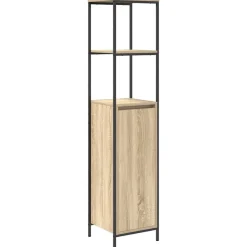 vidaXL Juego de muebles de baño con estante 3 pcs y Negro Roble Sonoma