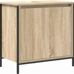 vidaXL Juego de muebles de baño con estante 3 pcs y Negro Roble Sonoma
