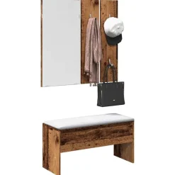 vidaXL Juego de muebles de recibidor madera ingeniería Madera antigua Best