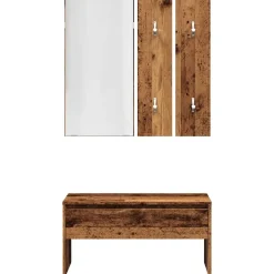 vidaXL Juego de muebles de recibidor madera ingeniería Madera antigua Best