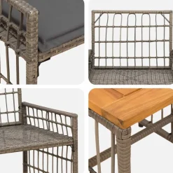 vidaXL Juego de muebles de exterior 5 pcs Negro y Gris oscuro gris y gris oscuro New