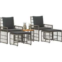 vidaXL Juego de muebles de exterior 5 pcs Negro y Gris oscuro gris y gris oscuro New