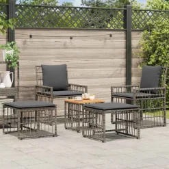 vidaXL Juego de muebles de exterior 5 pcs Negro y Gris oscuro gris y gris oscuro New