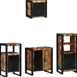 vidaXL Juego de muebles de baño 4 pcs Madera sólida recuperada New