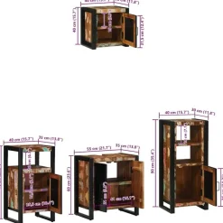vidaXL Juego de muebles de baño 4 pcs Madera sólida recuperada New