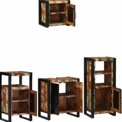 vidaXL Juego de muebles de baño 4 pcs Madera sólida recuperada New