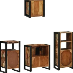 vidaXL Juego de muebles de baño 4 pcs Madera sólida recuperada New