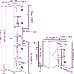 vidaXL Juego de muebles de baño con cajón 4 pcs Roble ahumado