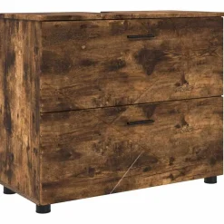 vidaXL Juego de muebles de baño con cajón 4 pcs Roble ahumado