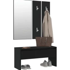 vidaXL Bancos-Juego de muebles de recibidor madera de ingeniería