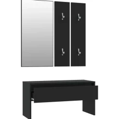 vidaXL Bancos-Juego de muebles de recibidor madera de ingeniería