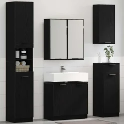 vidaXL Juego de muebles de baño 4 pcs Madera de ingeniería Roble negro Outlet
