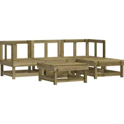 vidaXL Juego de muebles jardín 5 pzas y cojines madera pino impregnada Marr&oacute;n Outlet