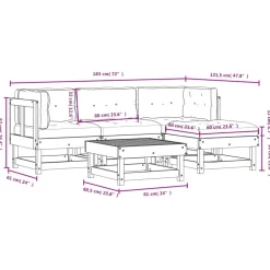 vidaXL Juego de muebles jardín 5 pzas y cojines madera pino impregnada Marr&oacute;n Outlet