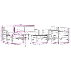 vidaXL Juego de muebles jardín 7 pzas y cojines madera pino impregnada Marr&oacute;n Outlet
