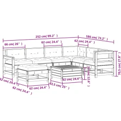 vidaXL Muebles De Jardín-Juego de muebles jardín 8 pzas y cojines madera pino impregnada