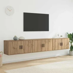 vidaXL Juego de Muebles para Televisión Montados en la Pared 3 pcs Roble artisan Clearance