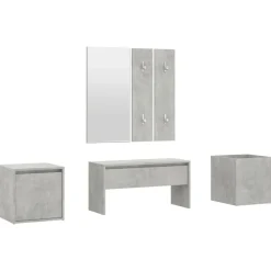 vidaXL Juego de muebles recibidor madera contrachapada gris hormigón Gris hormig&oacute;n Clearance