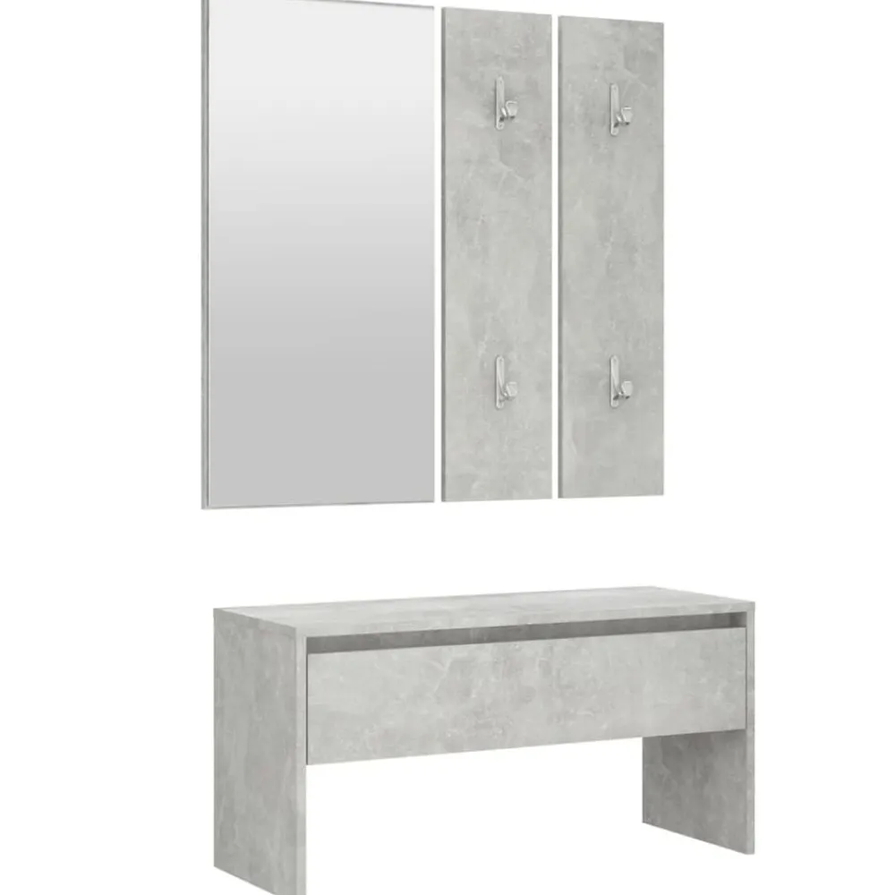 vidaXL Juego de muebles recibidor madera contrachapada gris hormigón Gris hormigón Clearance