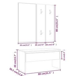 vidaXL Bancos-Juego de muebles recibidor madera contrachapada hormigón gris