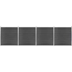 vidaXL Juego de paneles de valla WPC 699x186 cm Negro Sale