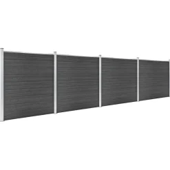 vidaXL Juego de paneles de valla WPC 699x186 cm Negro Sale