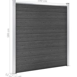 vidaXL Juego de paneles de valla WPC 699x186 cm Negro Sale