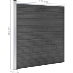vidaXL Juego de paneles de valla WPC 699x186 cm Negro Sale