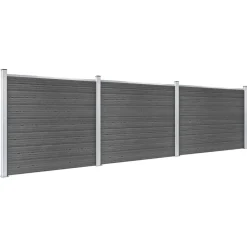 vidaXL Juego de paneles de valla WPC 526x146 cm Negro Online