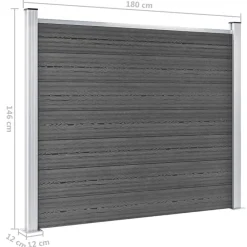 vidaXL Juego de paneles de valla WPC 526x146 cm Negro Online
