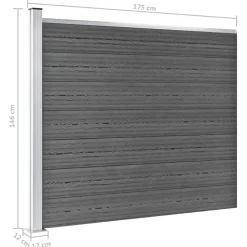 vidaXL Juego de paneles de valla WPC 526x146 cm Negro Online