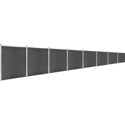 vidaXL Juego de paneles de valla WPC 1391x186 cm Negro Outlet