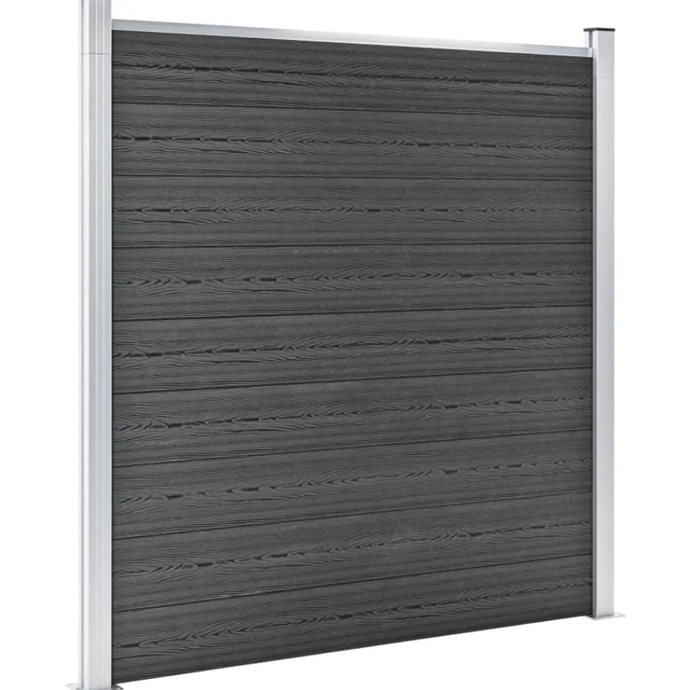 vidaXL Juego de paneles de valla WPC 1391x186 cm Negro Outlet