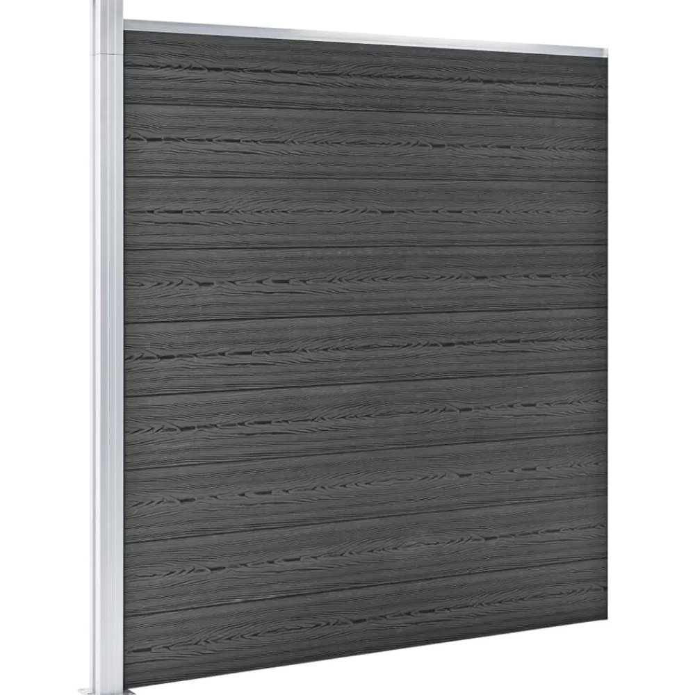 vidaXL Juego de paneles de valla WPC 1391x186 cm Negro Outlet