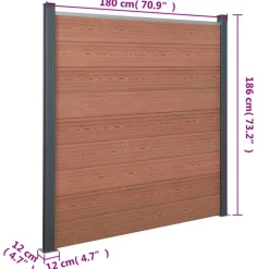 vidaXL Vallas De Jardín-Juego de paneles de valla WPC marrón 180x186 cm
