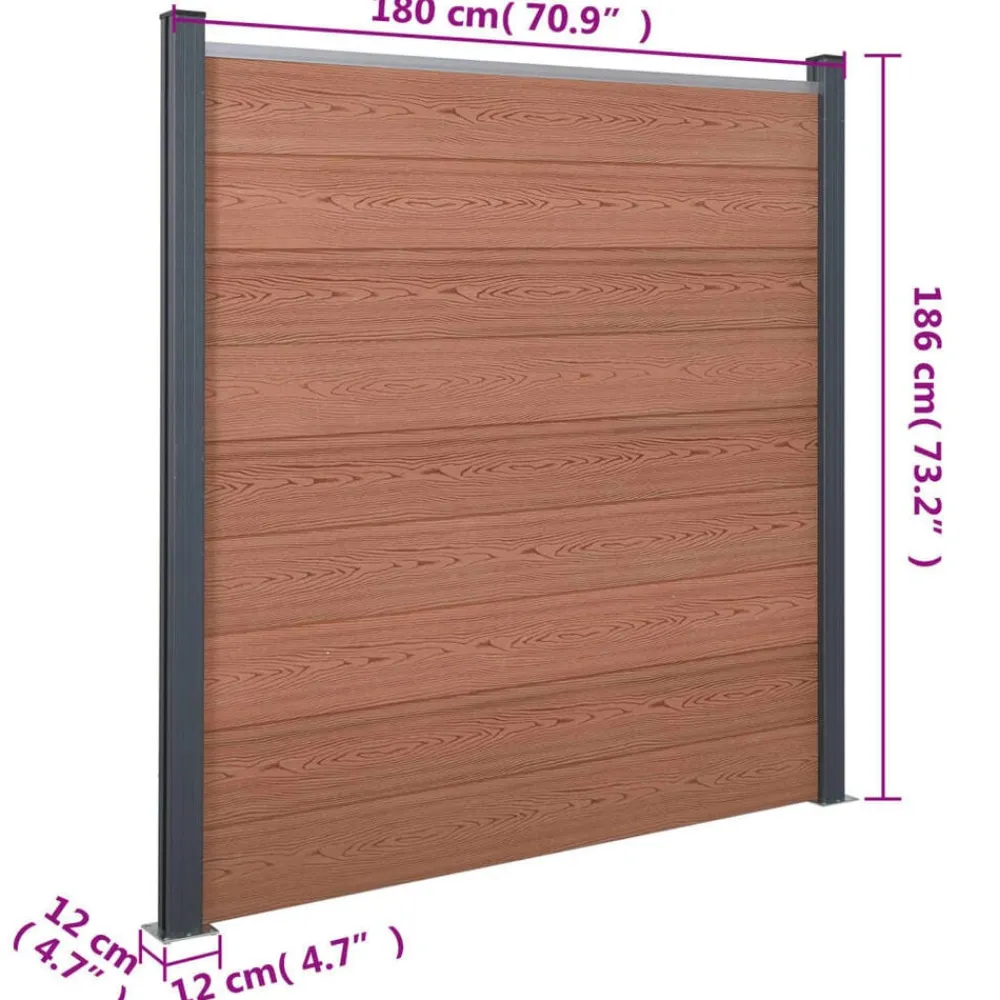vidaXL Vallas De Jardín-Juego de paneles de valla WPC marrón 180x186 cm