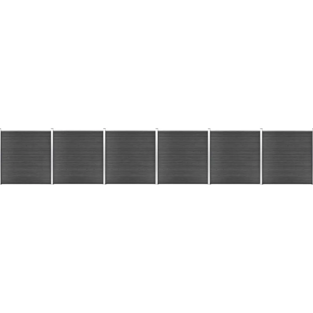 vidaXL Juego de paneles de valla WPC 1045x186 cm Negro New