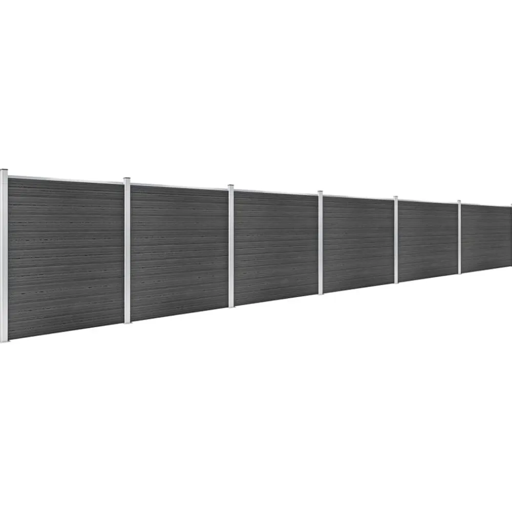 vidaXL Juego de paneles de valla WPC 1045x186 cm Negro New