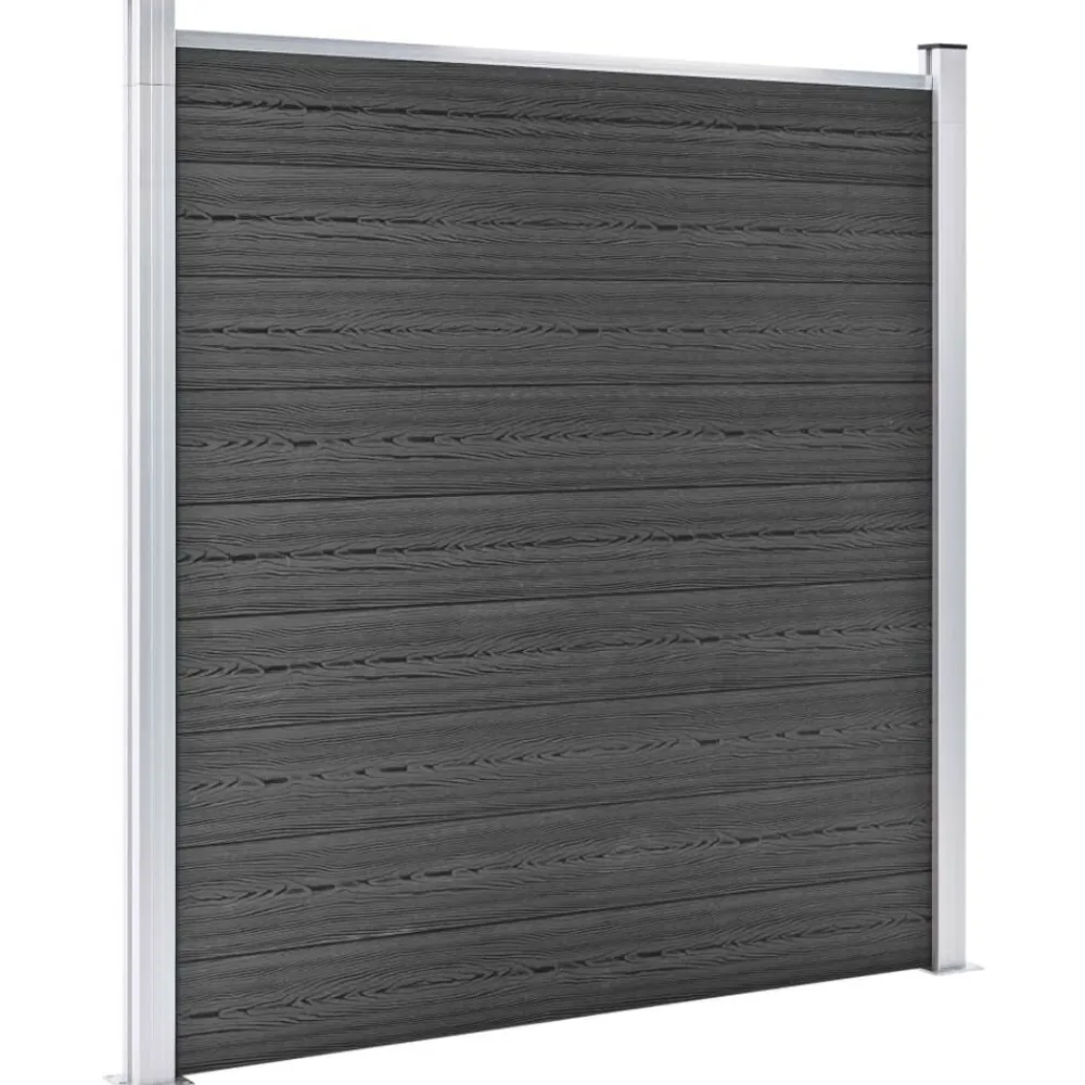vidaXL Juego de paneles de valla WPC 1045x186 cm Negro New