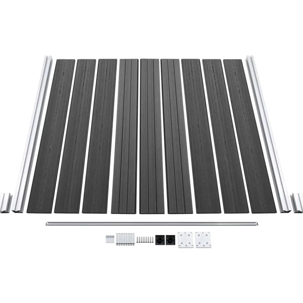 vidaXL Juego de paneles de valla WPC 1045x186 cm Negro New