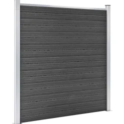 vidaXL Juego de paneles de valla WPC 1657x(105-186) cm Negro Discount