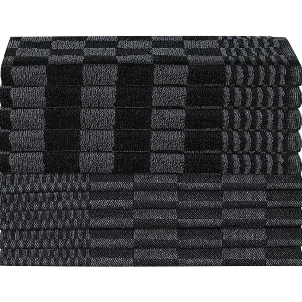 vidaXL Juego de paños 10 unidades algodón Negro y gris Sale