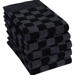 vidaXL Juego de paños 10 unidades algodón Negro y gris Sale