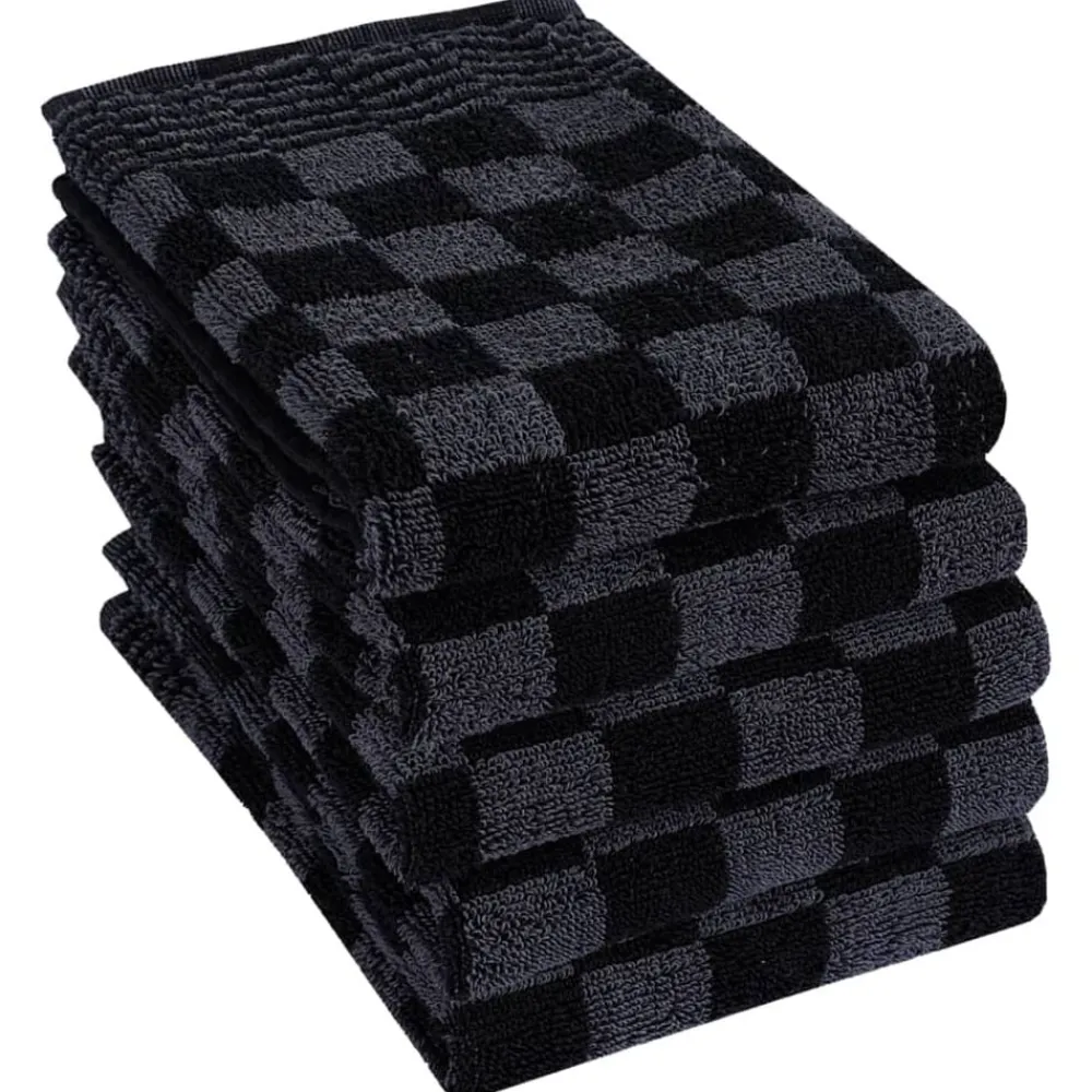 vidaXL Juego de paños 10 unidades algodón Negro y gris Sale